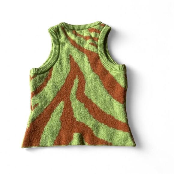 |Princess Polly| Lime Green and Brown Zebra Crop Tank Top Size 4 - Picture 4 of 4